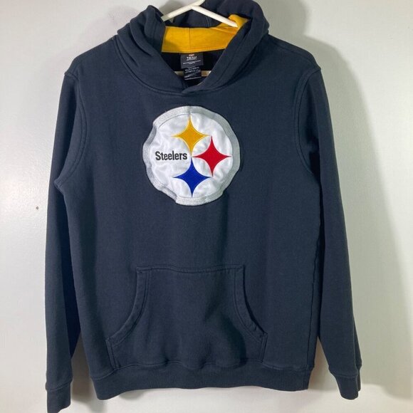 Youth NFL Team Pittsburgh Steelers Prime Pullover Hoodie Black Yellow Medium - Picture 1 of 6